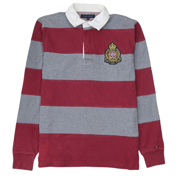 Tommy Hilfiger 90's Long Sleeve Quarter Button Polo Shirt Medium Grey