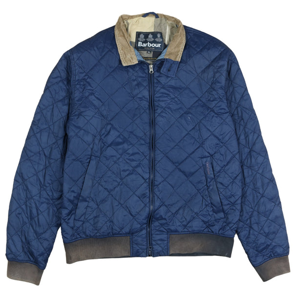 Barbour 90's Quilted Full Zip Up Puffer Jacket XLarge Navy Blue