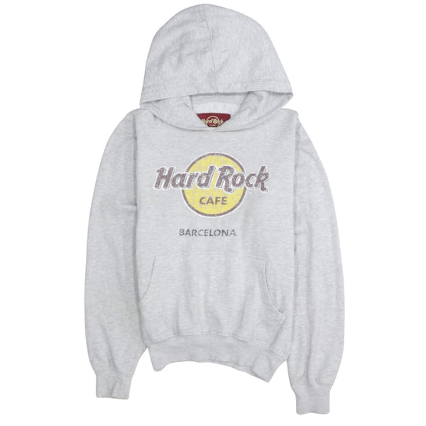 Hard Rock Cafe 90's Spellout Pullover Hoodie Small Grey