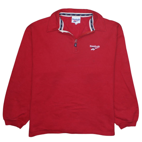 Reebok 90's Lightweight Quarter Zip Sweatshirt Large Red