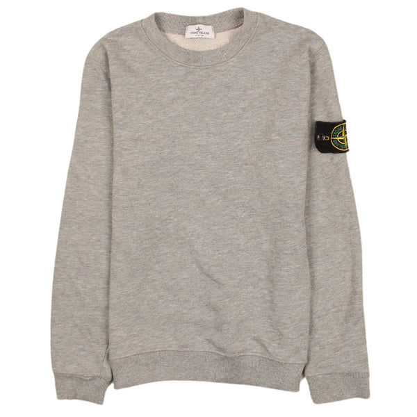 Stone Island 90's Crew Neck Long Sleeves Arm Badge Sweatshirt XSmall (missing sizing label) Grey