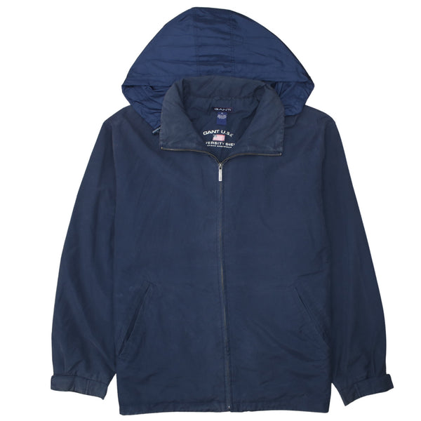 GANT 90's Hooded Full Zip Up Windbreaker XLarge Navy Blue