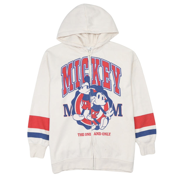 H&M 90's Mickey Mouse Full Zip Up Hoodie Medium  Beige Cream