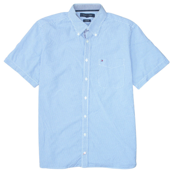 Tommy Hilfiger 90's Short Sleeves Button Up T Shirt Medium Blue
