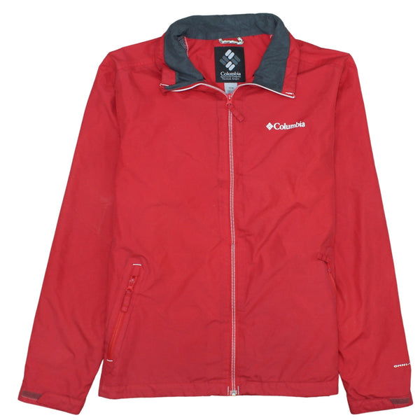 Columbia Burgundy Red Windbreaker Jacket Men's Medium Embroidered Logo Zip Pockets Outerwear