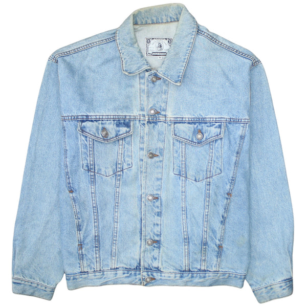Gold River 90's Plain Button Up Denim Jacket Medium Blue