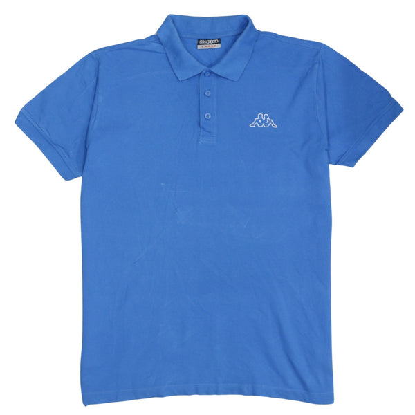 Kappa Blue Polo Shirt Men's Large Embroidered Chest Logo Short Sleeve Casual Top