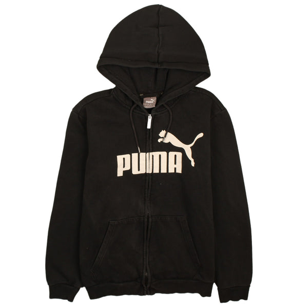 Puma 90's Spellout Full Zip Up Hoodie Small Black