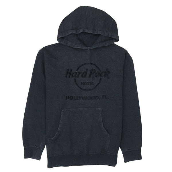 Hard Rock Cafe Charcoal Hoodie Women's Large Embroidered Hollywood FL Logo Pullover Sweatshirt