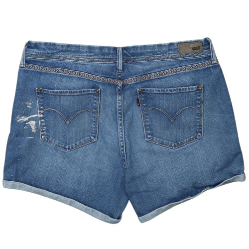 Levi Strauss &Co Blue Denim Shorts Women's 31 Rolled Hem Five Pocket Paint Splatter