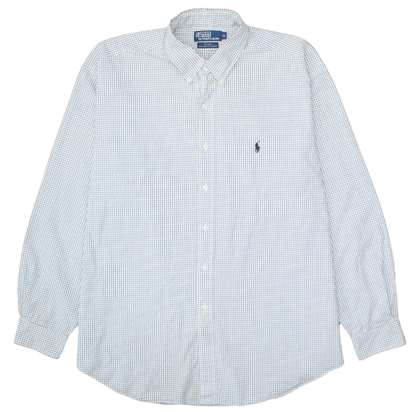 Polo Ralph Lauren White Check Shirt Men's XLarge Embroidered Pony Logo Button Down Oxford