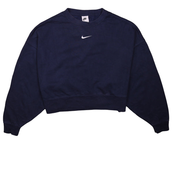 Nike 90's Crop Center Middle Swoosh Sweatshirt XSmall Navy Blue