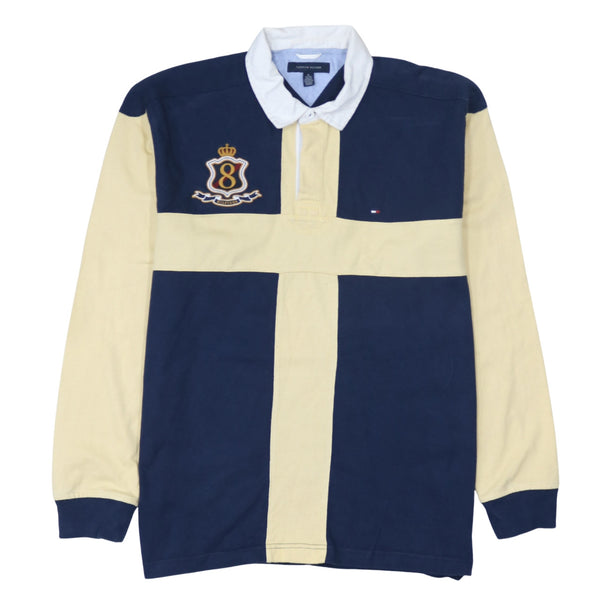 Tommy Hilfiger 90's Long Sleeve Quarter Button Polo Shirt XLarge Navy Blue