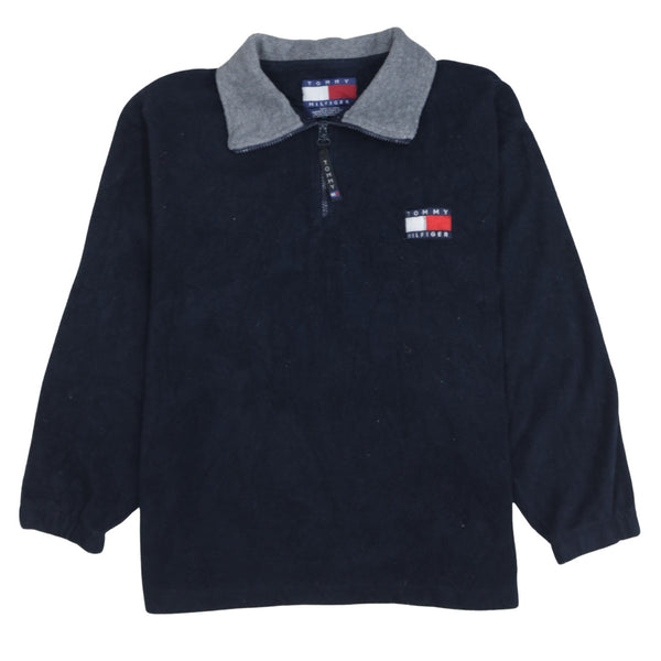 Tommy Hilfiger 90's Hiking Warm Quarter Zip Fleece Jumper Medium  Black