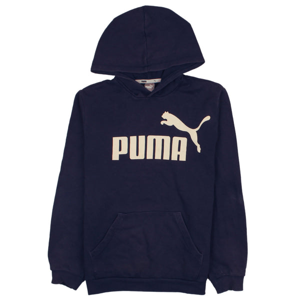 Puma 90's Pullover Spellout Hoodie XLarge Navy Blue