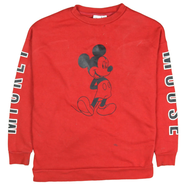 Disney 90's Mickey Mouse Crew Neck Sweatshirt Small Red