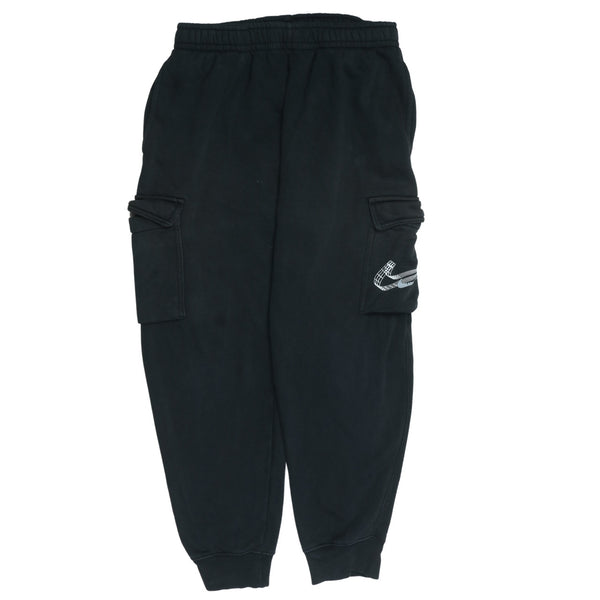 Nike 90's Swoosh Elasticated Waistband Drawstrings Joggers / Sweatpants Medium Black