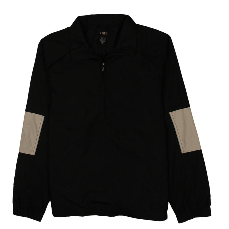 Izod 90's Sportswear Quater Zip Windbreaker Medium Black