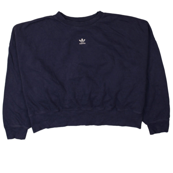 Adidas 90's Crop Crew Neck Sweatshirt Large Navy Blue