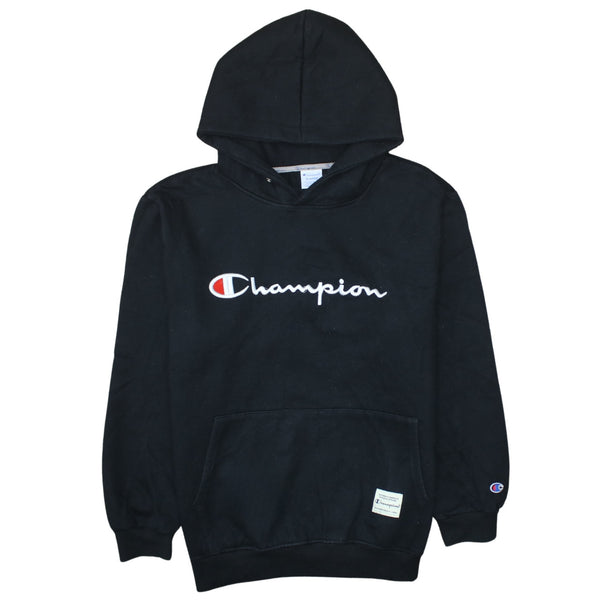 Champion 90's Spellout Pullover Hoodie XLarge Black