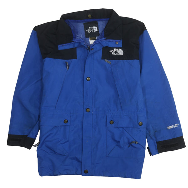 The North Face Blue Black Jacket Men's Large Gore Tex Logo Zip Pockets Windbreaker