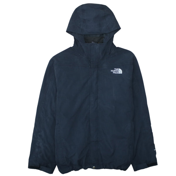 The North Face Navy Hooded Jacket Men's Large Embroidered Logos Elastic Hem Windbreaker