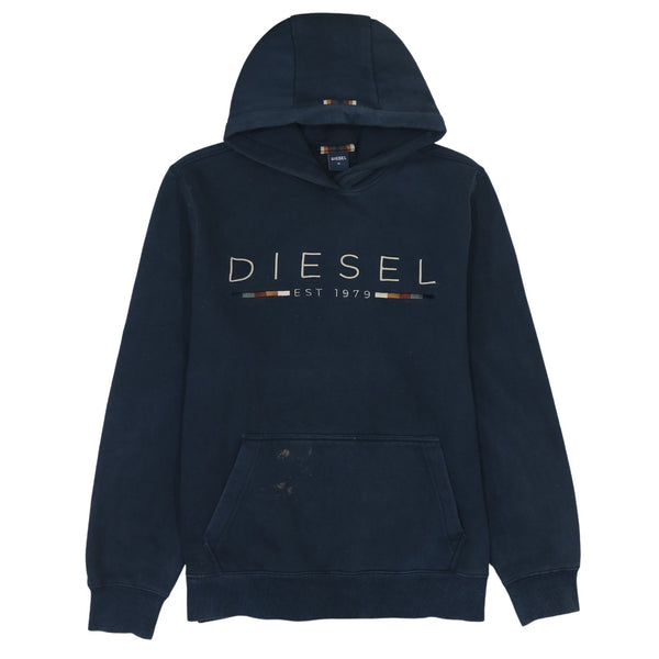 Vintage Diesel 90's Spellout Pullover Hoodie XL Navy Blue