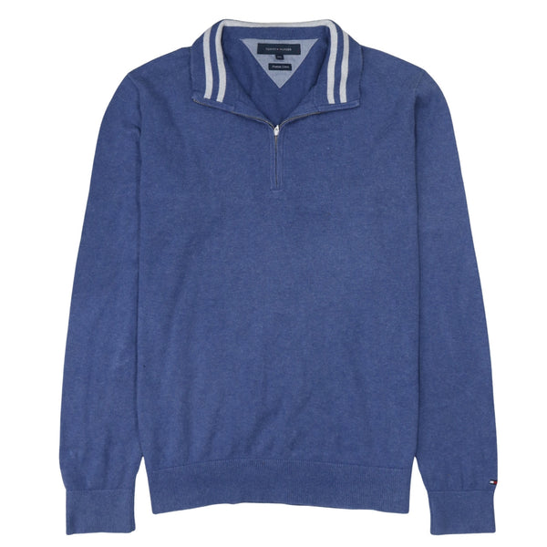 Tommy Hilfiger 90's Plain Quarter Zip Sweatshirt XXLarge (2XL) Blue