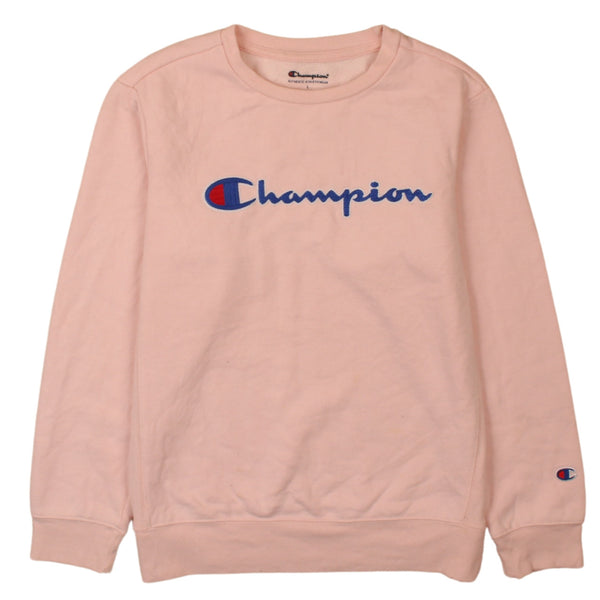 Champion 90's Spellout Crew Neck Heavyweight Sweatshirt Large Pink