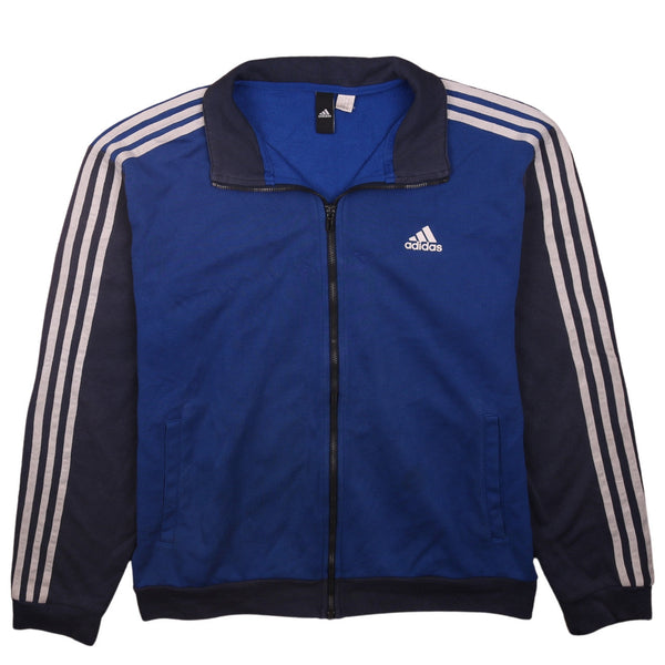 Adidas 90's Striped Sleeves Full Zip Up Sweatshirt XXLarge (missing sizing label) Blue