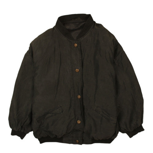 Active Black Bomber Jacket Men’s XL Snap Button Pockets Ribbed Collar Hem Windbreaker