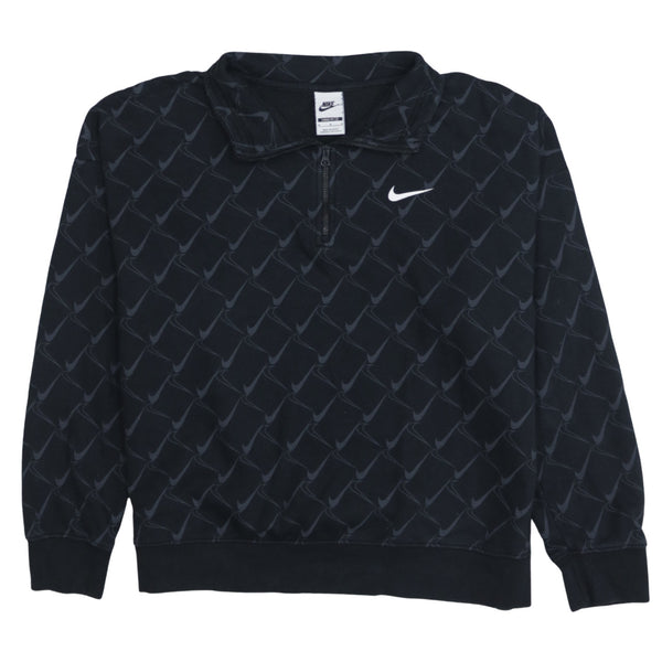 Nike 90's Swoosh Quarter Zip Sweatshirt Medium Black