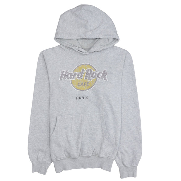 Hard Rock Cafe 90's Spellout Pullover Hoodie Medium Grey