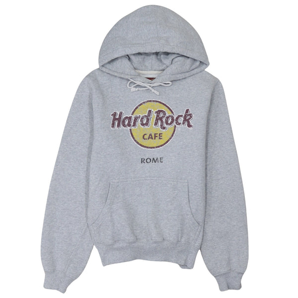 Hard Rock Cafe Grey Hoodie Women’s Small Printed Rome Logo Fleece Pullover Sweatshirt