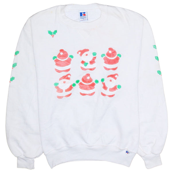 Russell Athletic 90's Christmas Crew Neck Sweatshirt Small White