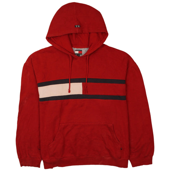 Tommy Hilfiger 90's Drawstring Pockets Pullover Hoodie XXLarge (2XL) Red