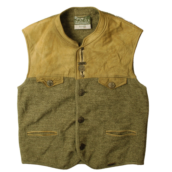 Wesenjak 90's Vest Sleeveless Button Up Gilet Large (missing sizing label) Khaki Green