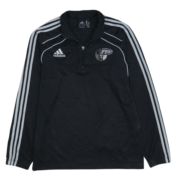 Adidas 90's Vintage Black Striped Sleeve Quarter Zip Sweatshirt Medium
