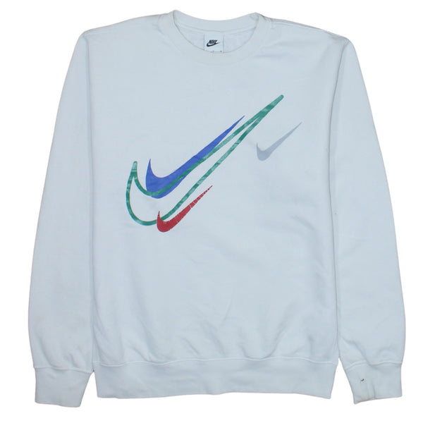 Nike 90's Center Middle Swoosh Crew Neck Sweatshirt Small White