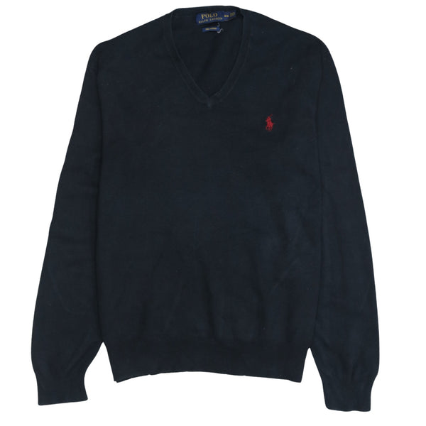 Polo Ralph Lauren 90's Lightweight V Neck Sweatshirt Medium Black