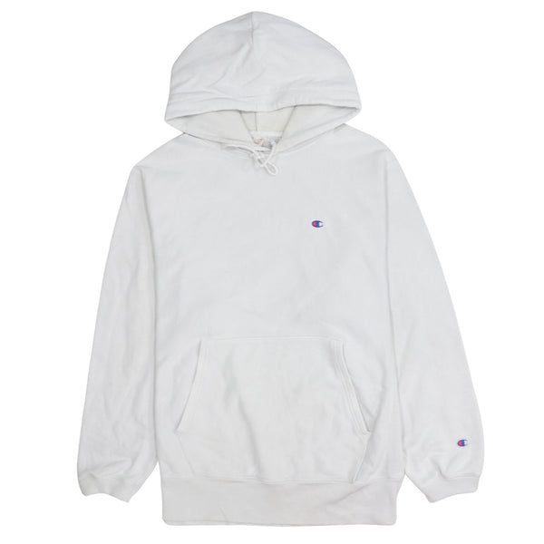 Champion White Hoodie Men's Medium Embroidered C Logos Front Pocket Pullover Sweatshirt