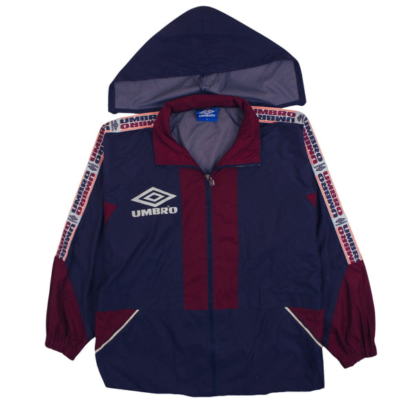 Umbro 90's Hooded Full Zip Up Windbreaker Medium Navy Blue