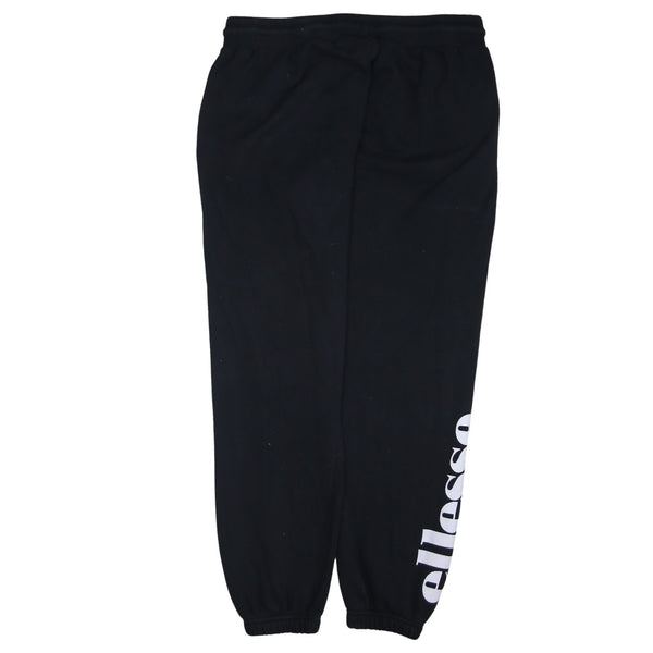 Ellesse Black Joggers Women’s 32 Printed Logo Leg Elasticated Cuffs Fleece Sweatpants