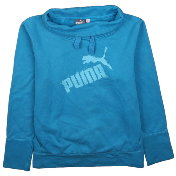 Puma 90's Spellout Pullover Jumper / Sweater Large Blue