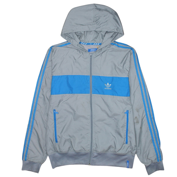 Adidas 90's Striped Sleeves Full Zip Up Windbreaker Medium  Grey