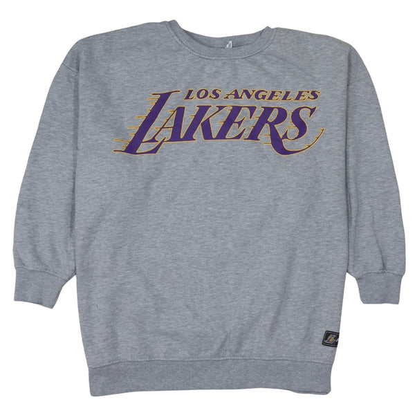 NBA Grey Sweatshirt Women's XLarge Los Angeles Lakers Printed Logo Ribbed Crewneck Pullover