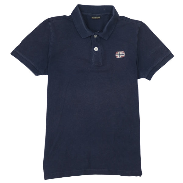 Napapijri 90's Short Sleeves Quarter Button Polo Shirt Small  Navy Blue