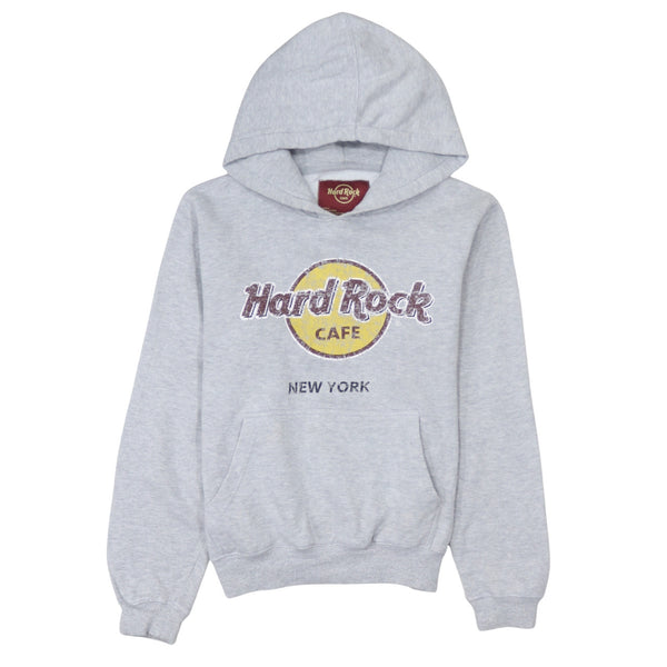 Hard Rock Cafe 90's Spellout Pullover Hoodie Small Grey