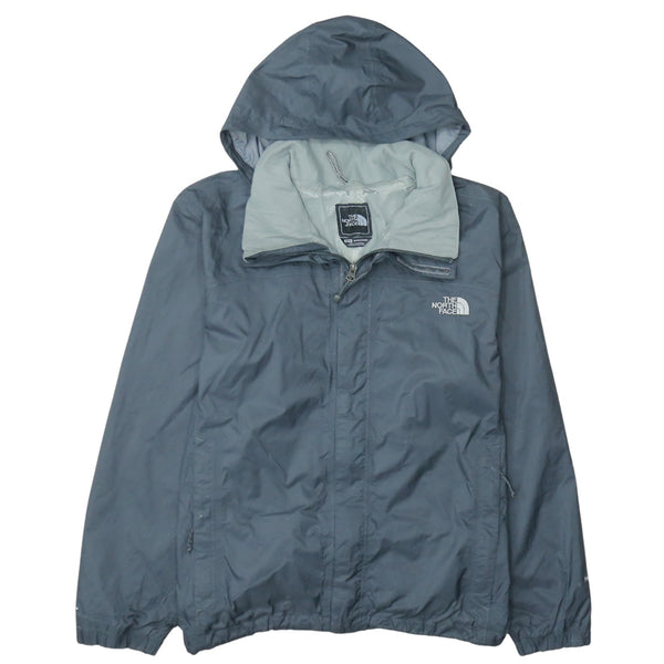 The North Face Dark Grey Hooded Windbreaker Men's Medium Embroidered Logo Zip Jacket