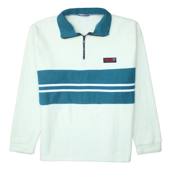 Chaps 90's Lightweight Quarter Zip Sweatshirt Large  Beige Cream